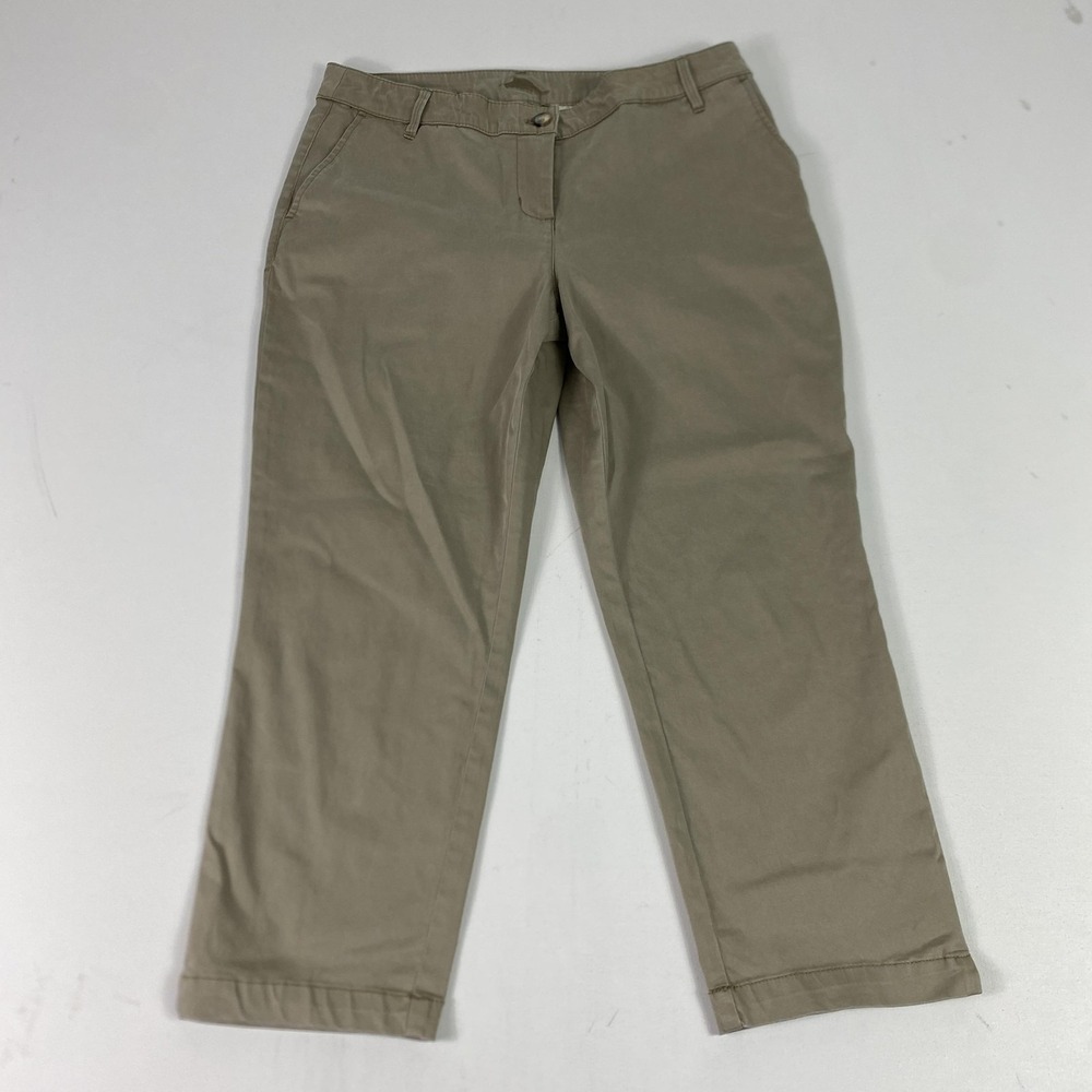 Tommy Bahama Pants Womens 10 Beige Chino Straight Leg Cotton Lyocell Spandex